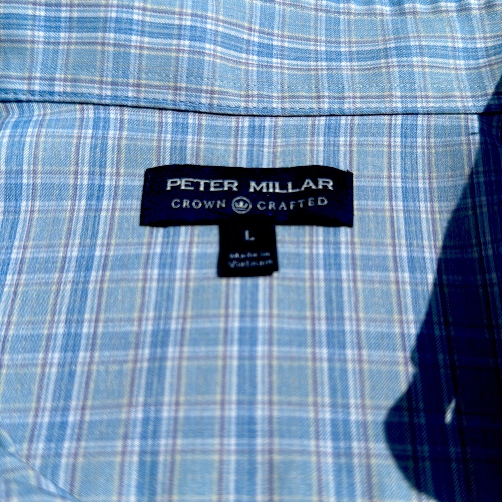 Peter Millar Light Blue Checkered Men's Shirt - Crown Crafted - Picture 2 of 8